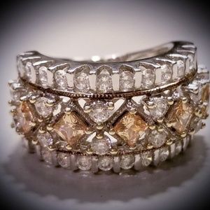 Champagne & White Diamond Simulant Ring